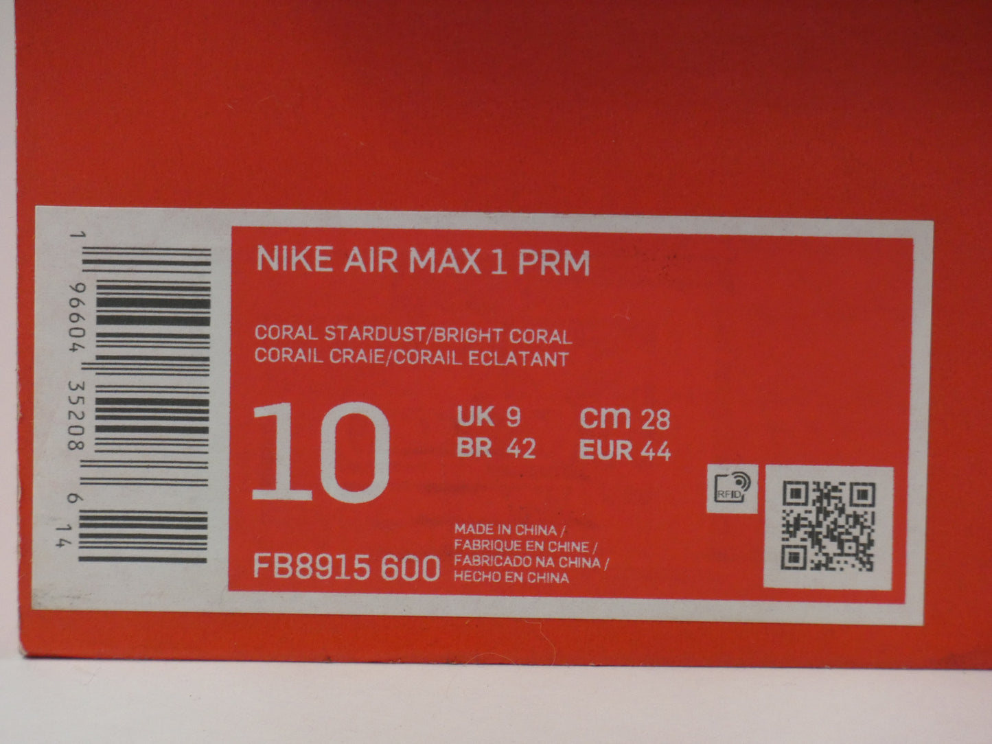 Nike Air Max 1 Corduroy Coral
