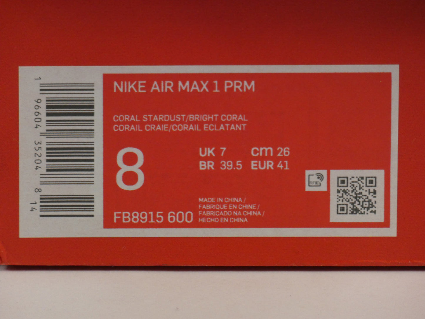 Nike Air Max 1 Corduroy Coral