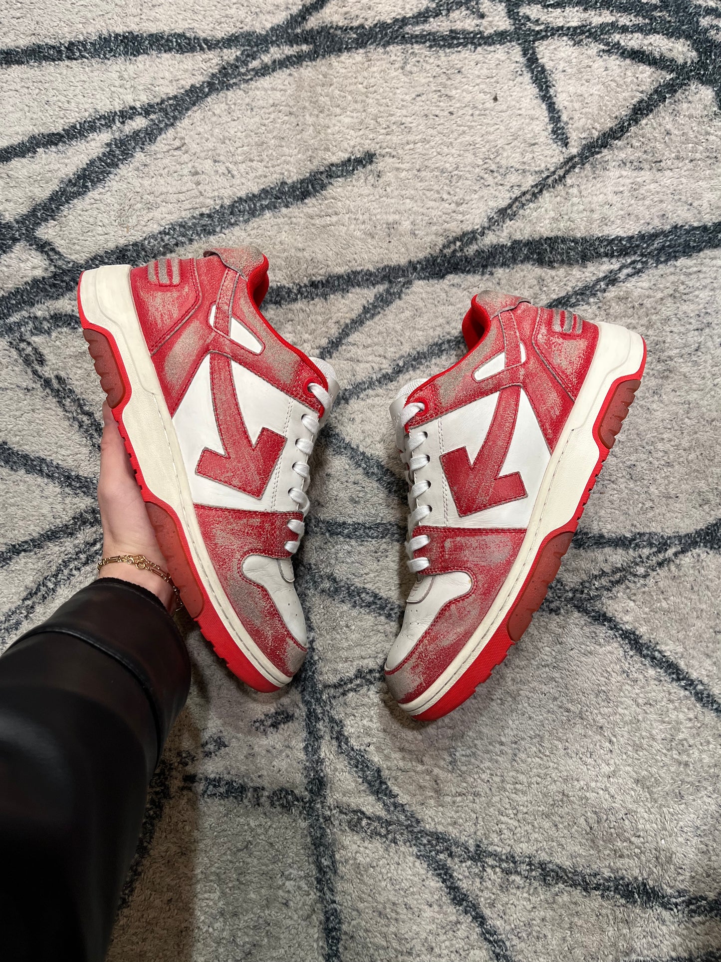 Off White OOO Red Low Tops