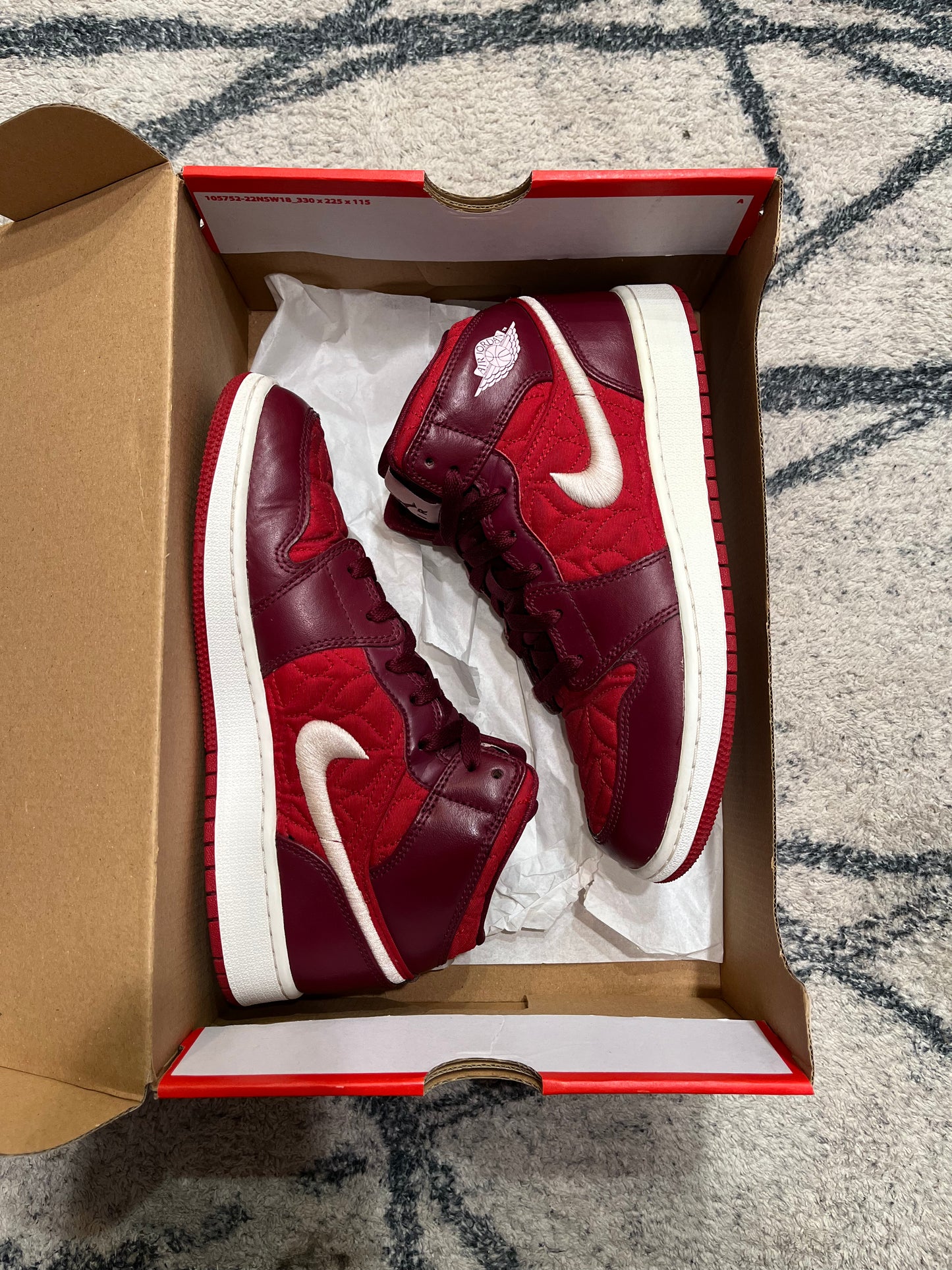 Air Jordan 1 Mid Red Quilt